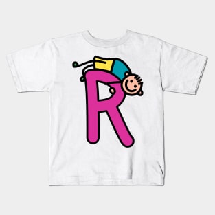 Letter R for Boys alphabet Kids Colorful Cartoon Character Kids T-Shirt